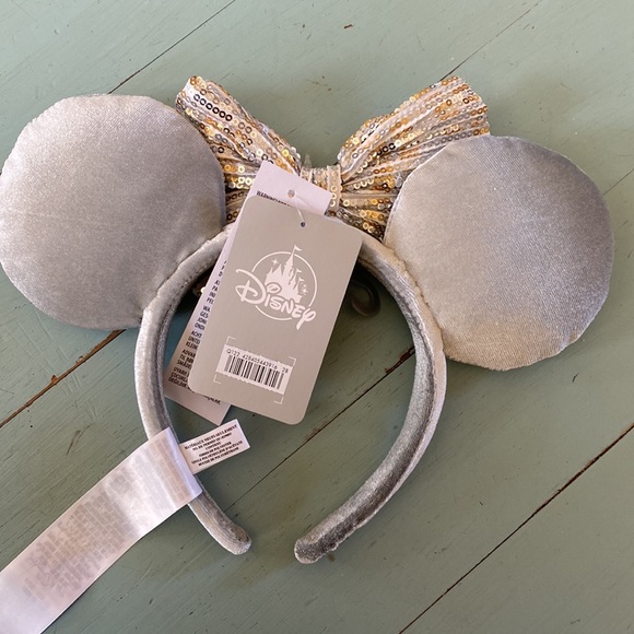 NWT Grey blue Minnie ears with sparkly bow - Picture 4 of 5
